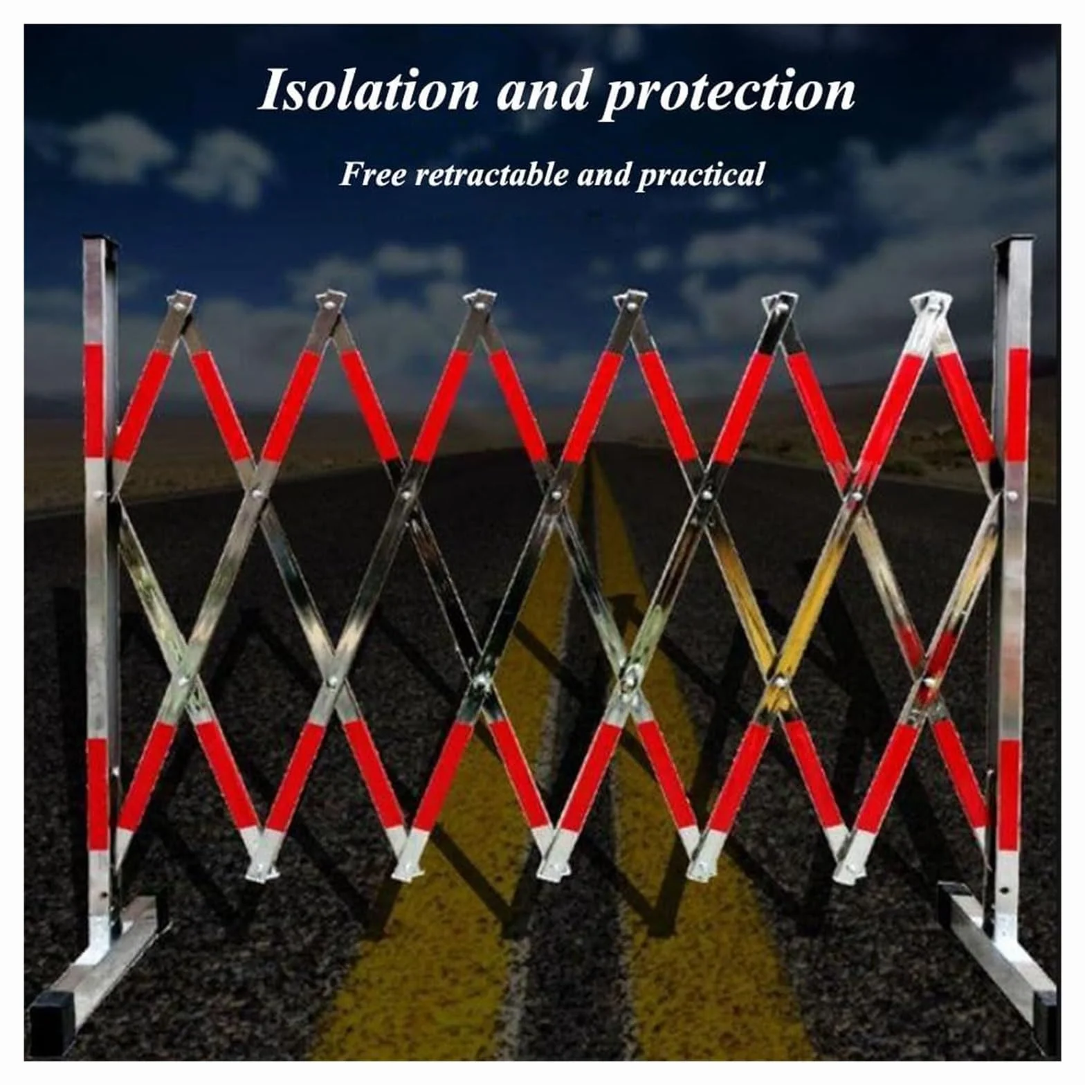 Barrière métallique télescopique rétractable – Barrière de sécurité Portable pour barrages Routiers, Chantiers et Gestion des foules (1,2 m x 2 m) – Durable et Facile à u