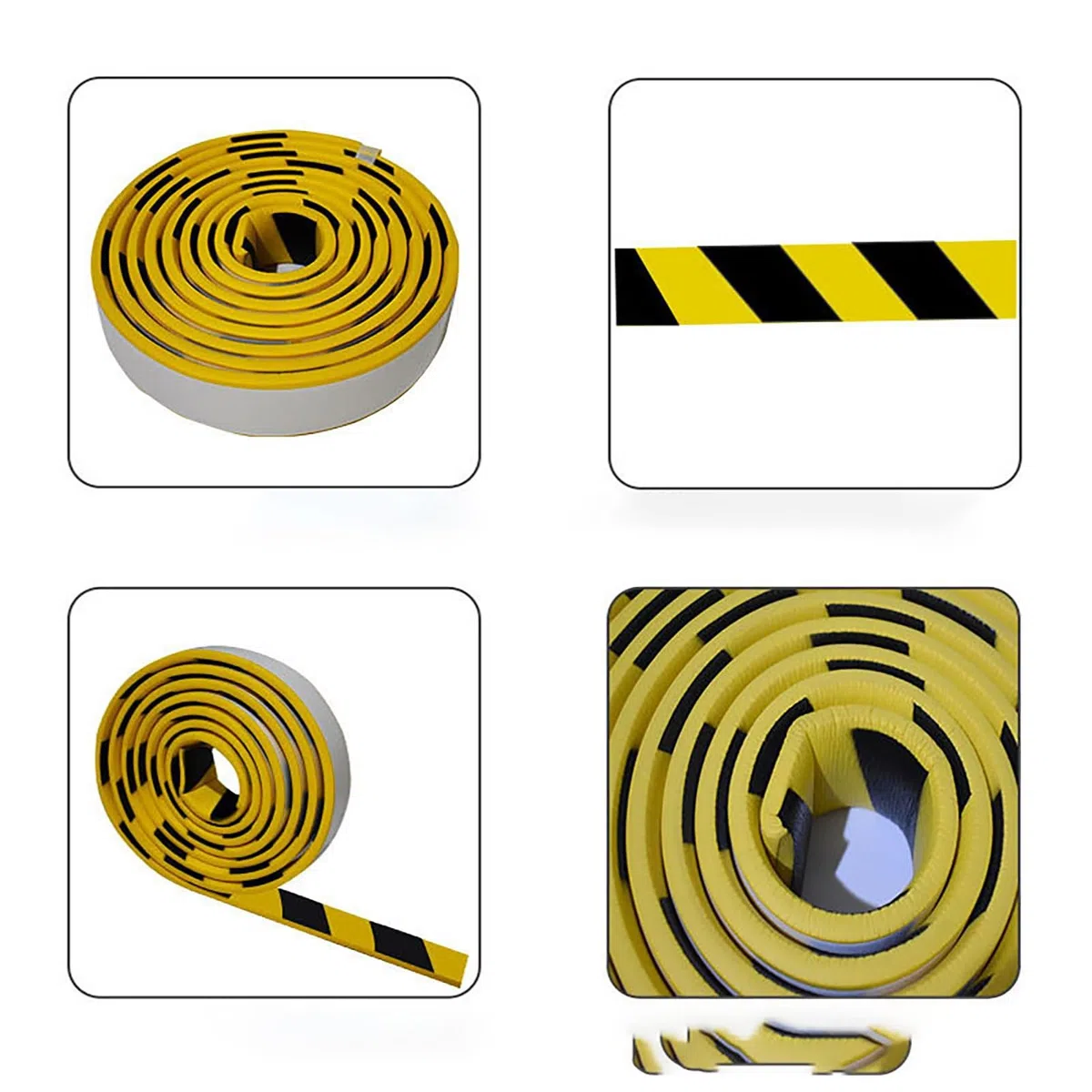 Lot de 10 protections d'angle de sécurité autocollantes en caoutchouc NBR pour colonnes de garage et murs d'entrepôt (20 cm), rayures jaune/noires