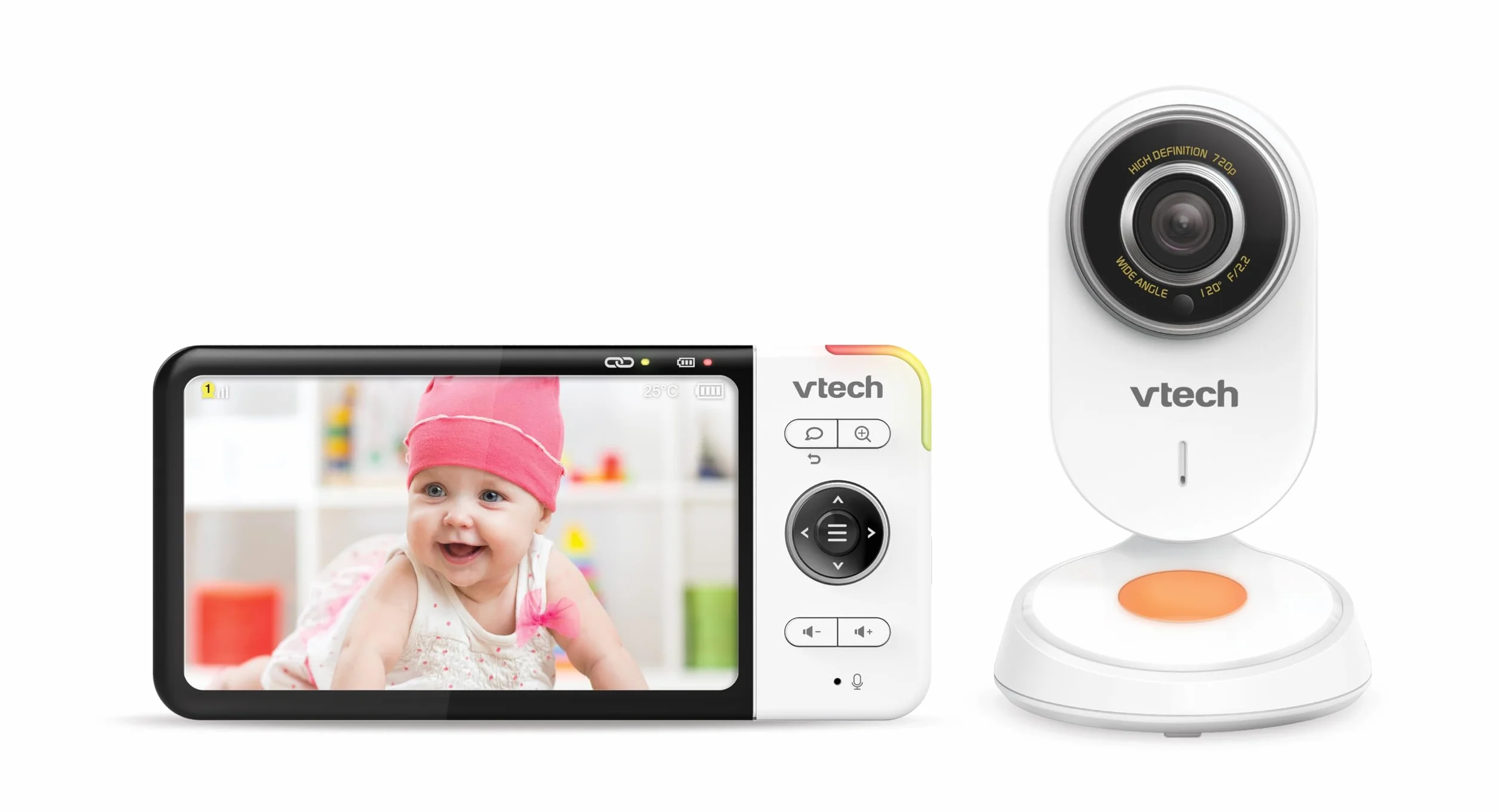 Vtech VM818 HD Moniteur bébé - Babyphone vidéo avec caméra Grand Angle - Vidéo HD, Son Clair, écran Couleur LCD 5" et Fonction Vision Nocturne - avec Fonction interphone, berceuses et Sons