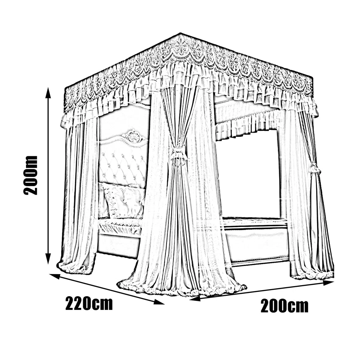Moustiquaire à baldaquin pour lit Double, Anti-poussière et ombrage - Rideau de lit de Chambre à Coucher, baldaquin de lit décoré Romantique pour Chambre (Couleur : Style 7, Taille : 200 x 2
