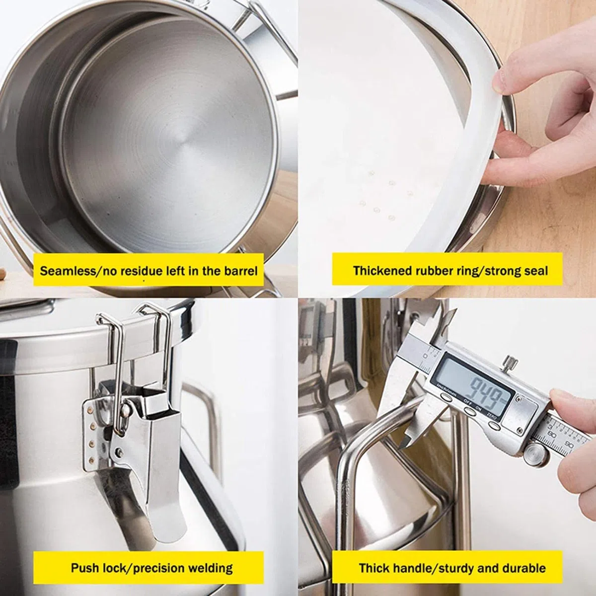 BanBe Pichet à Lait en Acier Inoxydable 304 – Tonneaux de Transport de Lait avec Couvercle scellé et poignée de Transport pour Le Stockage de récipients liquides, 46 L (46 l)