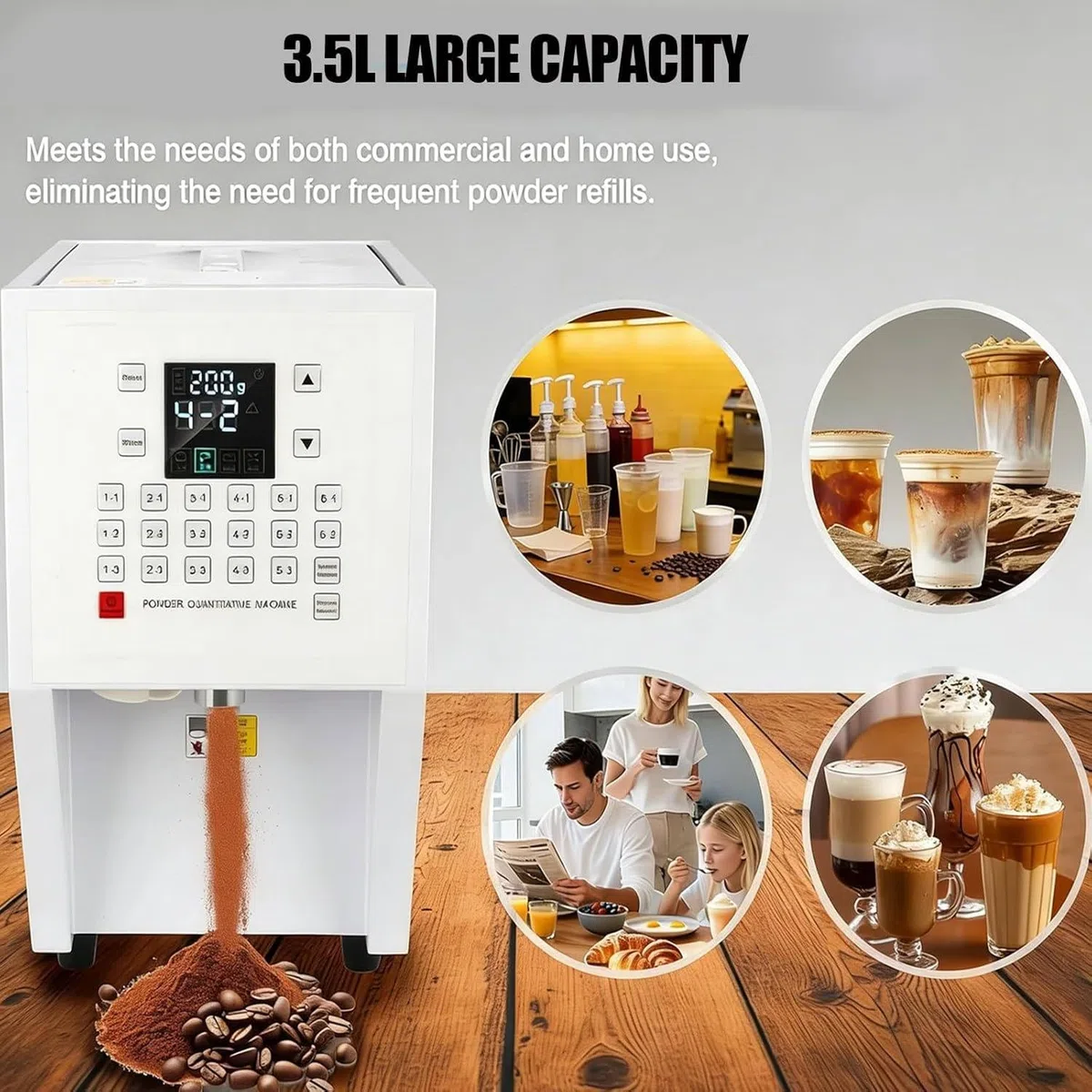 Distributeur De Sucre en Poudre,Distributeur De Poudre Commercial 3,5 L (54 W),Doseur Automatique avec 17 Boutons,Idéal pour Le Café Et La Crème Au Cacao,Et Boutiques De Bubble Tea