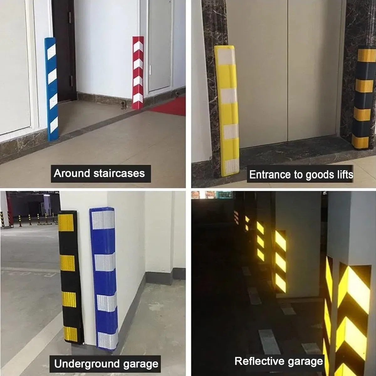 Protections d'angle EVA avec bandes réfléchissantes, 16 Pcs pare-chocs de stationnement de voiture pour la protection de mur de garage, bords en caoutchouc anti-rayures épais de 0.6cm pour les piliers