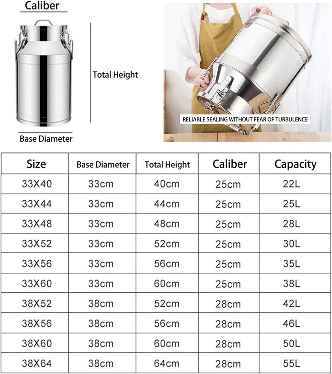 BanBe Pichet à Lait en Acier Inoxydable 304 – Tonneaux de Transport de Lait avec Couvercle scellé et poignée de Transport pour Le Stockage de récipients liquides, 46 L (46 l)