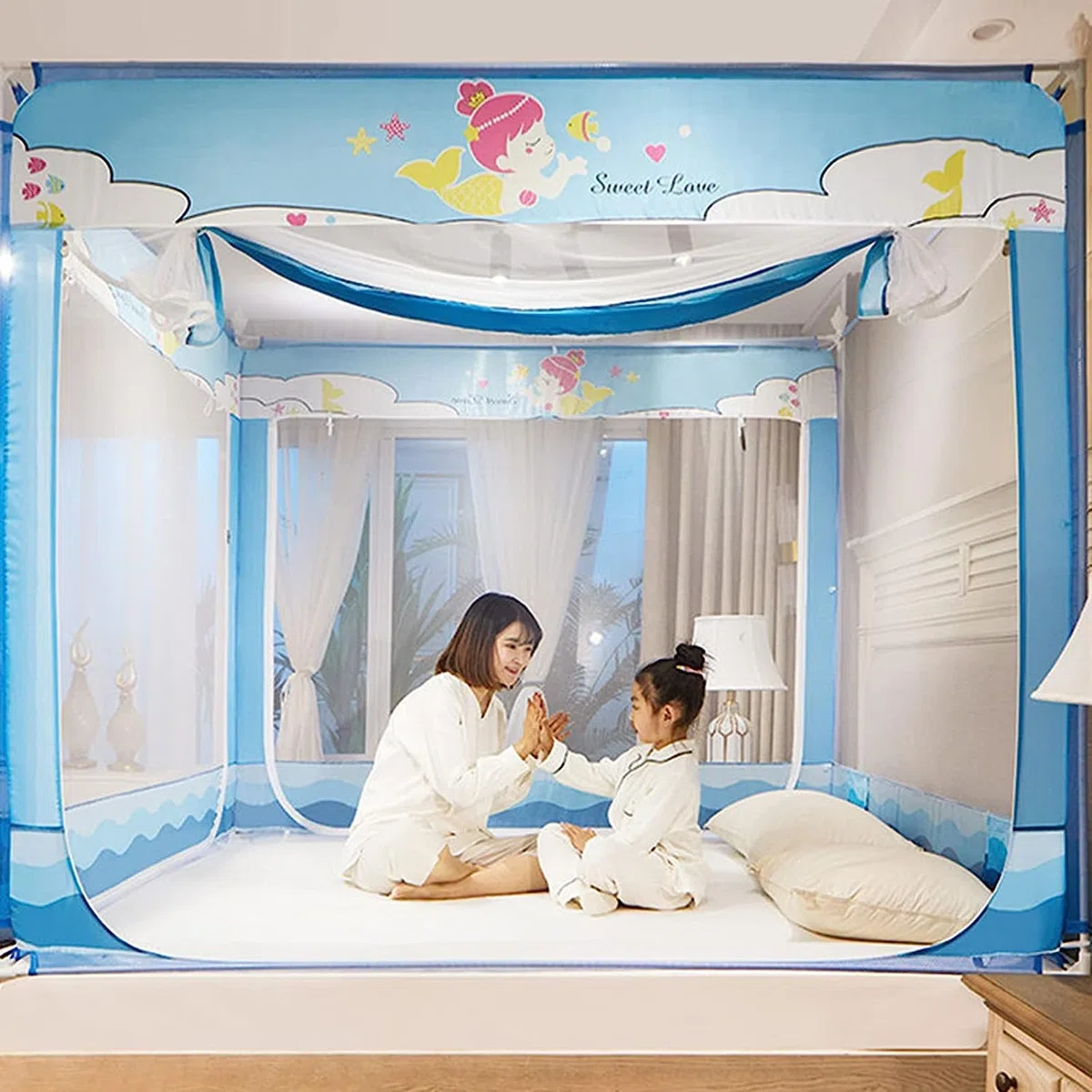Moustiquaire pour lit - Grande tente anti-moustique autoportante avec 3 portes pour voyage en plein air et installation facile, idéale pour les bébés, les enfants et les adultes