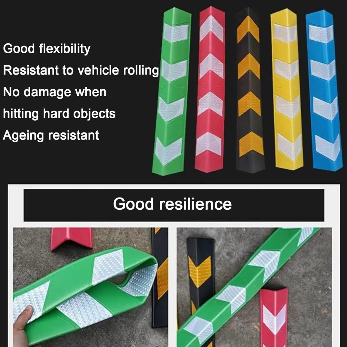 Protections d'angle EVA avec bandes réfléchissantes, 16 Pcs pare-chocs de stationnement de voiture pour la protection de mur de garage, bords en caoutchouc anti-rayures épais de 0.6cm pour les piliers