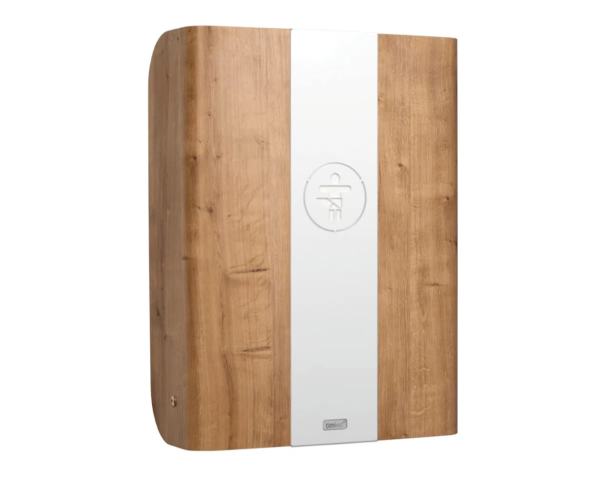 KAWAmidi Oak - Table à langer timkid - Certifié TÜV - Table à langer murale pliable et peu encombrante - Avec matelas à langer gris - Idéal pour les espaces publics et privés - Partie centrale blanche