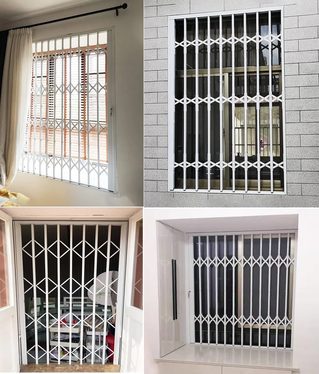 Barres de sécurité réglables en aluminium avec verrou pour enfants : barrière de fenêtre antivol extensible personnalisable (l 80 x H 160 cm)