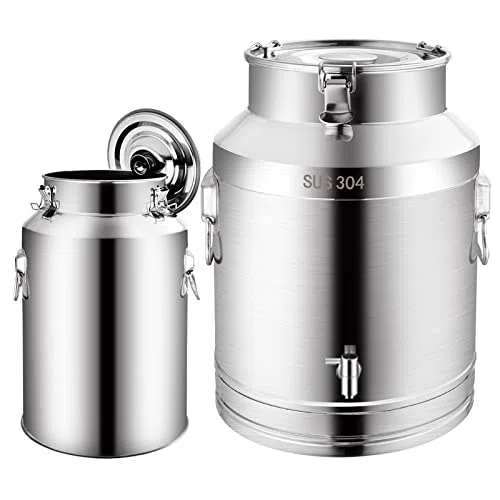 Bidon De Stockage De Lait En Acier Inoxydable 15L/20L/28L/35L - Seau Hermétique Pour Le Transport Du Lait, Du Vin Ou De L'Eau, Avec Couvercle À Joint En Silicone, Idéal Pour Le Brassage Amateur. Avec