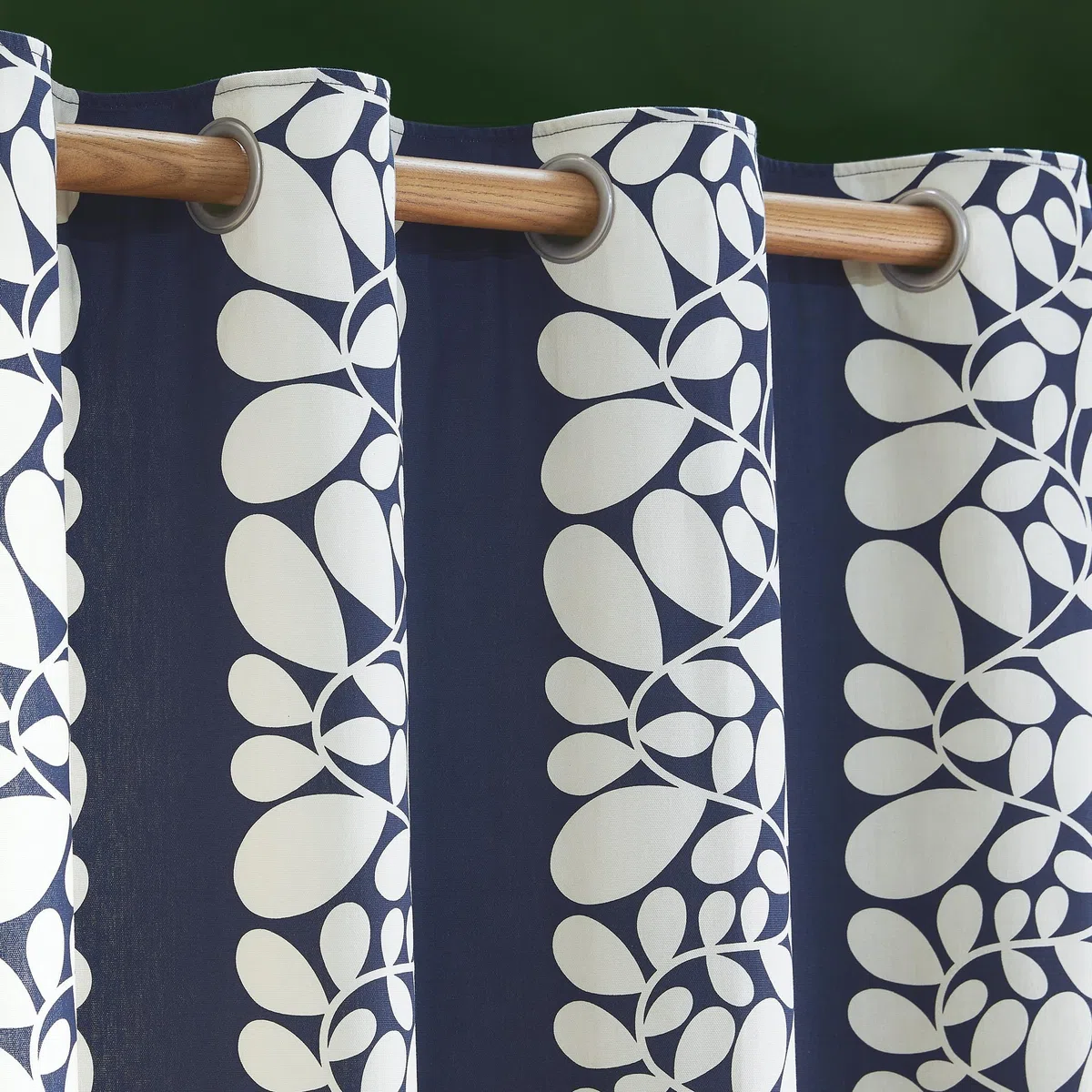 Orla Kiely 1 paire de rideaux doublés à œillets Sycomore Motif floral Bleu spatial 229 x 183 cm