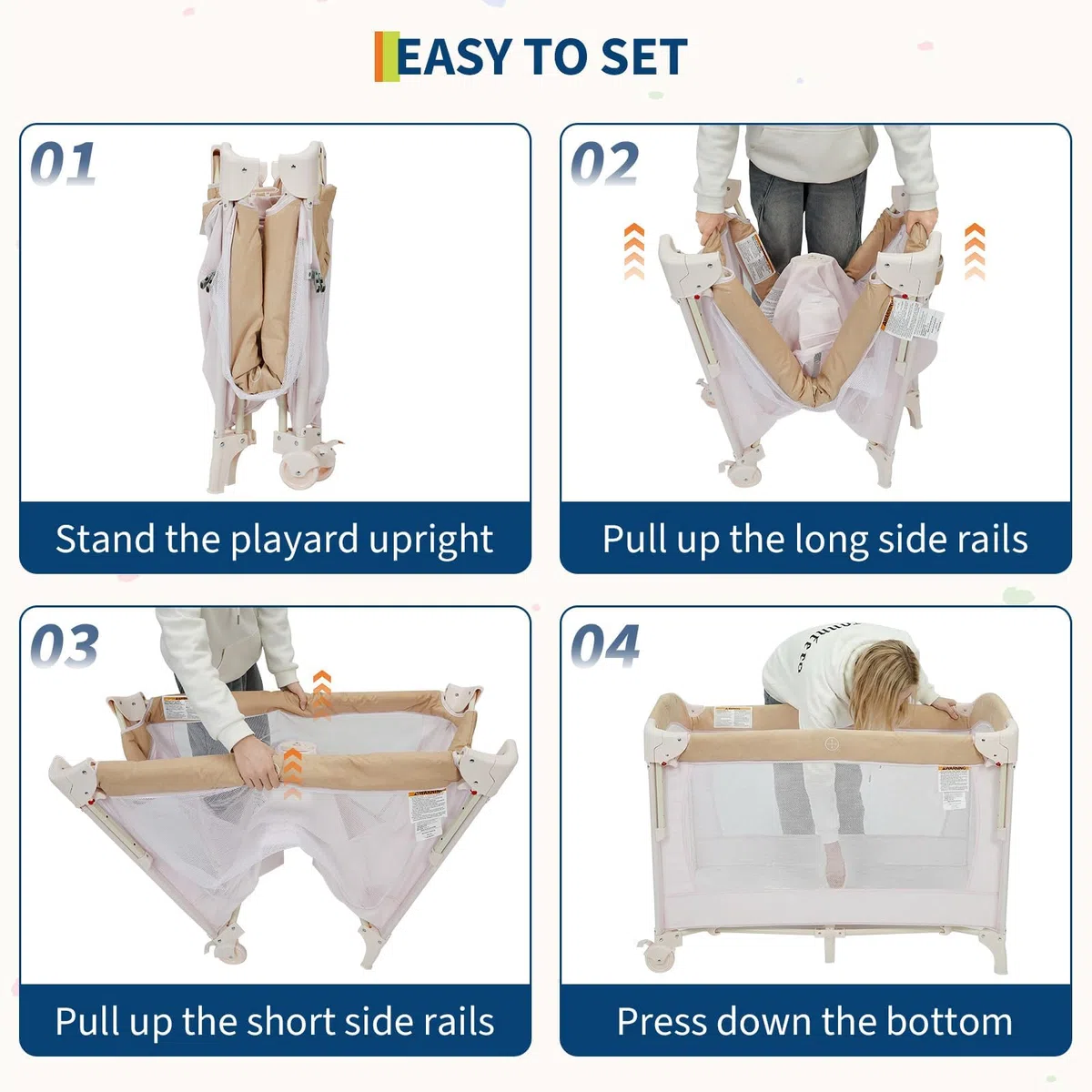GarveeLife Lit bébé Multifonction 5-en-1 Pliable – Parc bébé avec Matelas, Table à Langer, Berceau cododo réglable, Mobile Musical, Deux Niveaux, Sac de Transport – Coloris Kaki européen à