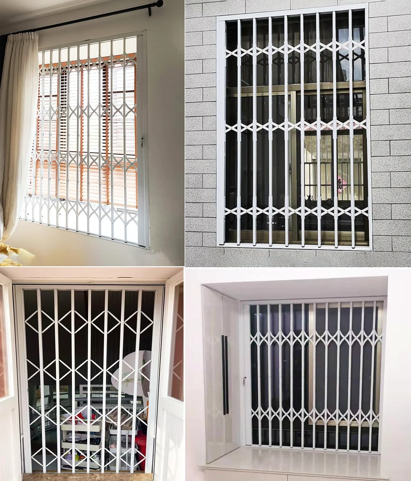 Barres de sécurité et grilles de sécurité pour porte coulissante – Garde-fenêtre verrouillables pour la sécurité de la maison et du bureau 60 x 200 cm – Design pliable – Protection intérieure et