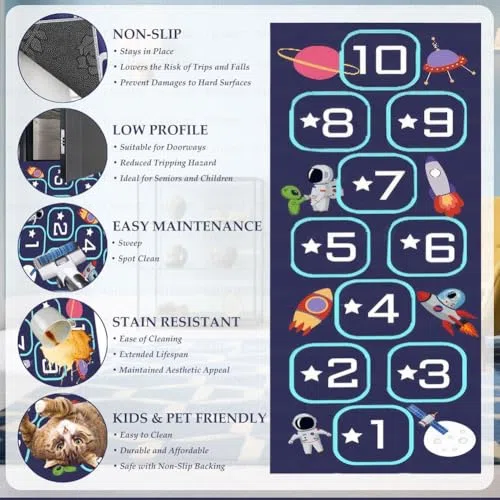 Tapis marelle, un tapis d'apprentissage antidérapant pour les aires de jeux, adapté pour les crèches, les jardins d'enfants, les salles de jeux et la décoration de la maison.