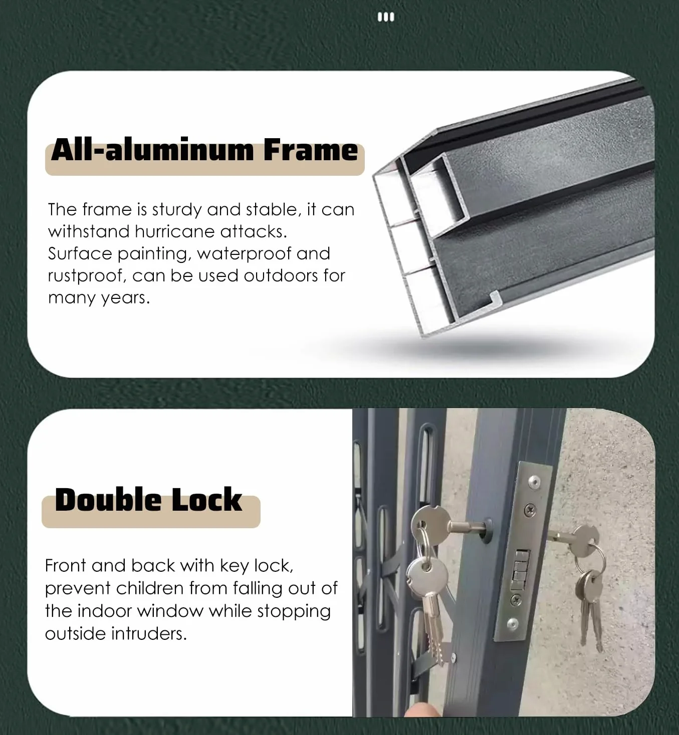 Barres de sécurité blanches pour fenêtre de protection contre les effractions, prévention des chutes, porte d'entrée en aluminium, 40x64in / 102 x 163 cm, sécurité et durabilité pour la sécurité à la