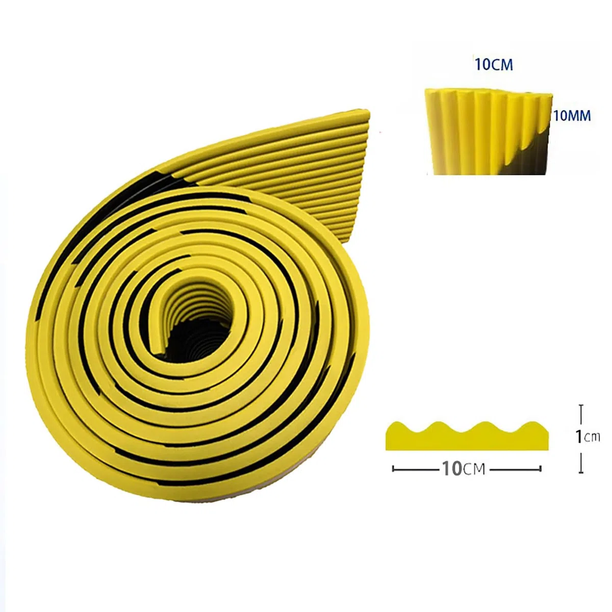 Lot de 10 protections d'angle de sécurité autocollantes en caoutchouc NBR pour colonnes de garage et murs d'entrepôt (20 cm), rayures jaune/noires