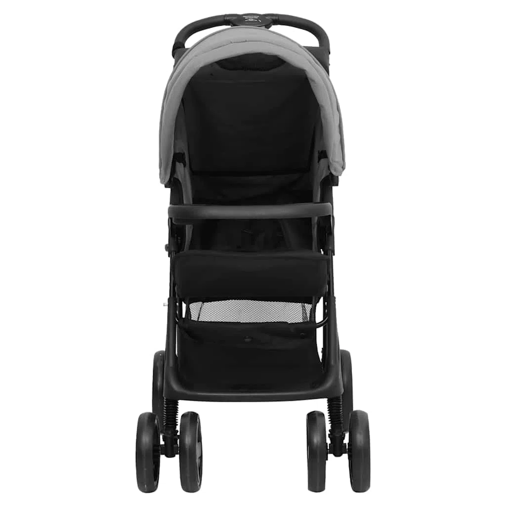 Poussette 2 en 1 gris clair noir acier avec fonction allongée et capote réglable, pliable, légère, compacte avec panier pour la marche, les voyages, la ville et le terrain
