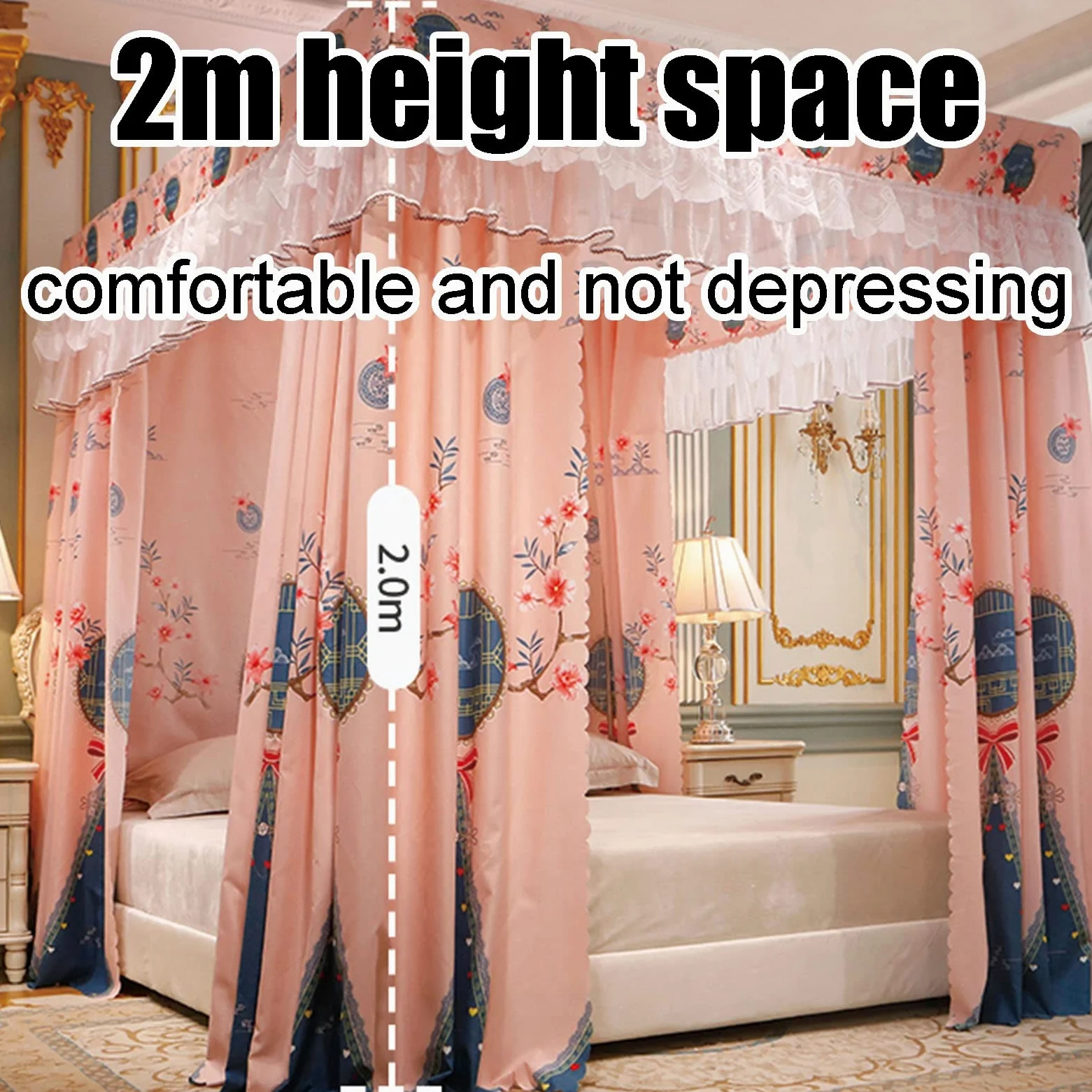 Moustiquaire à baldaquin pour lit Double, Anti-poussière et ombrage - Rideau de lit de Chambre à Coucher, baldaquin de lit décoré Romantique pour Chambre (Couleur : Style 7, Taille : 200 x 2