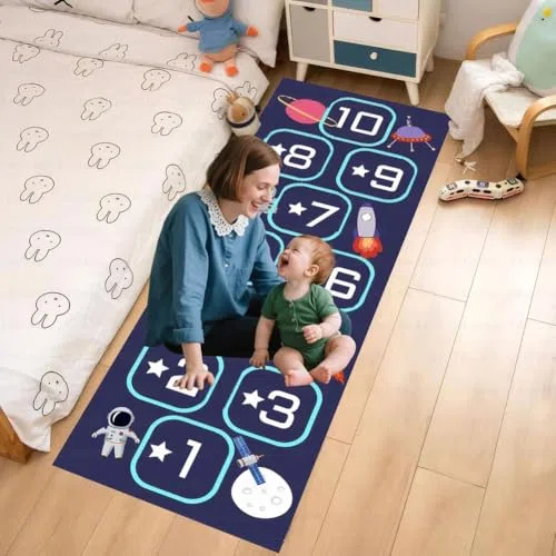 Tapis marelle, un tapis d'apprentissage antidérapant pour les aires de jeux, adapté pour les crèches, les jardins d'enfants, les salles de jeux et la décoration de la maison.