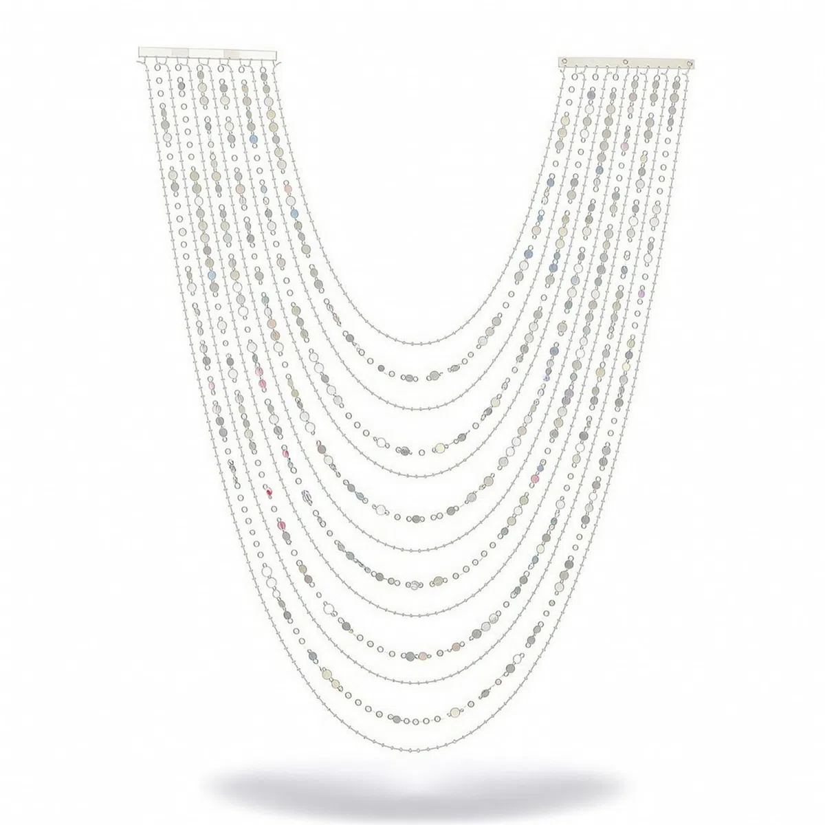 MERIGLARE Rideau de Plafond Événement Panneau, Hauteur Maximale 1,5 Mètre, Largeur Réglable, Perles De Terre + Paillettes Argentées