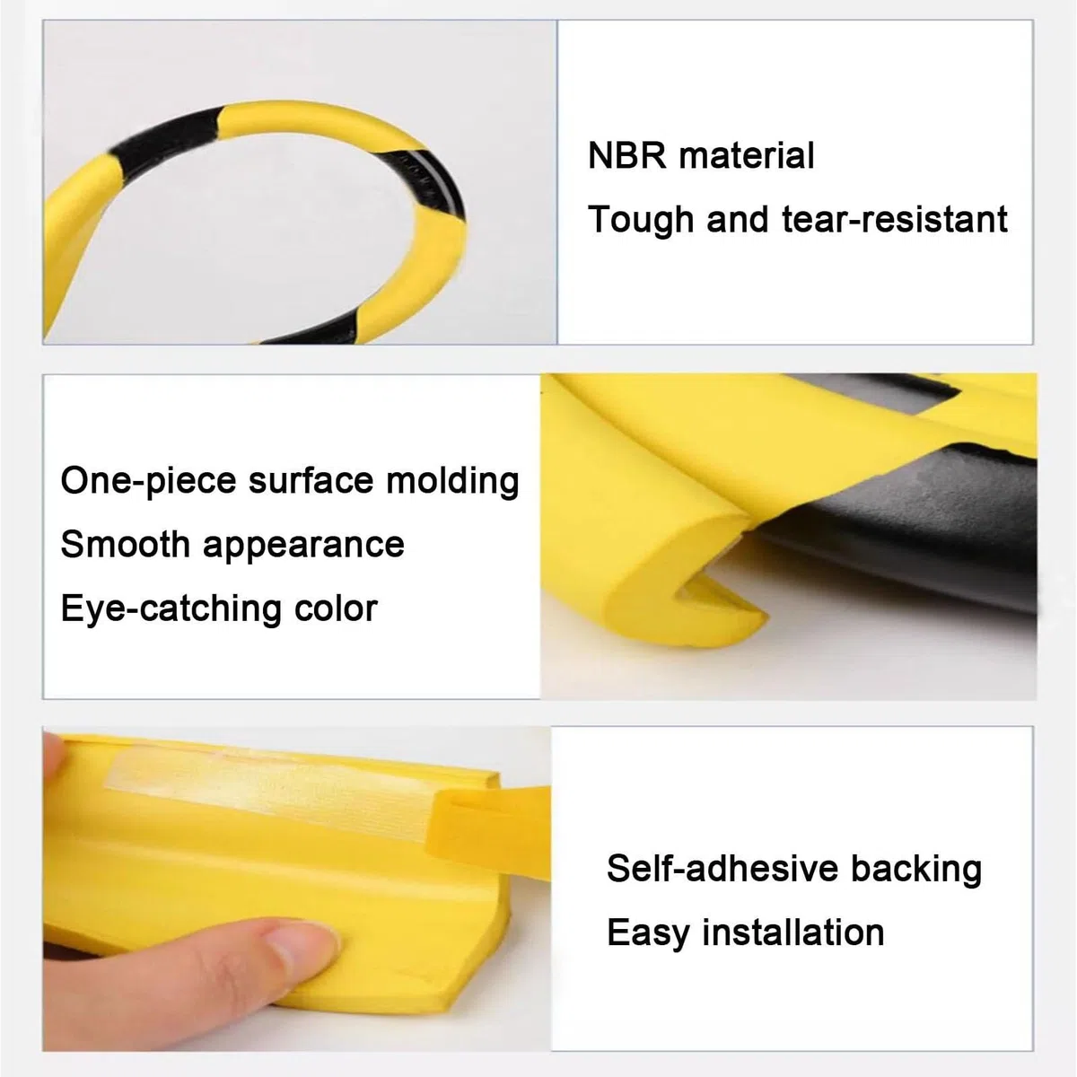Lot de 10 protections d'angle de sécurité autocollantes en caoutchouc NBR pour colonnes de garage et murs d'entrepôt (20 cm), rayures jaune/noires
