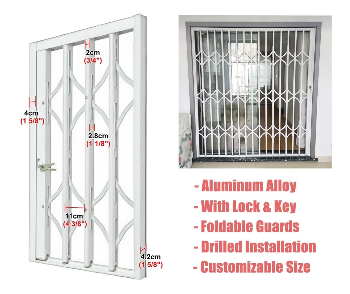 Barres de sécurité réglables en aluminium avec verrou pour enfants : barrière de fenêtre antivol extensible personnalisable (l 80 x H 160 cm)