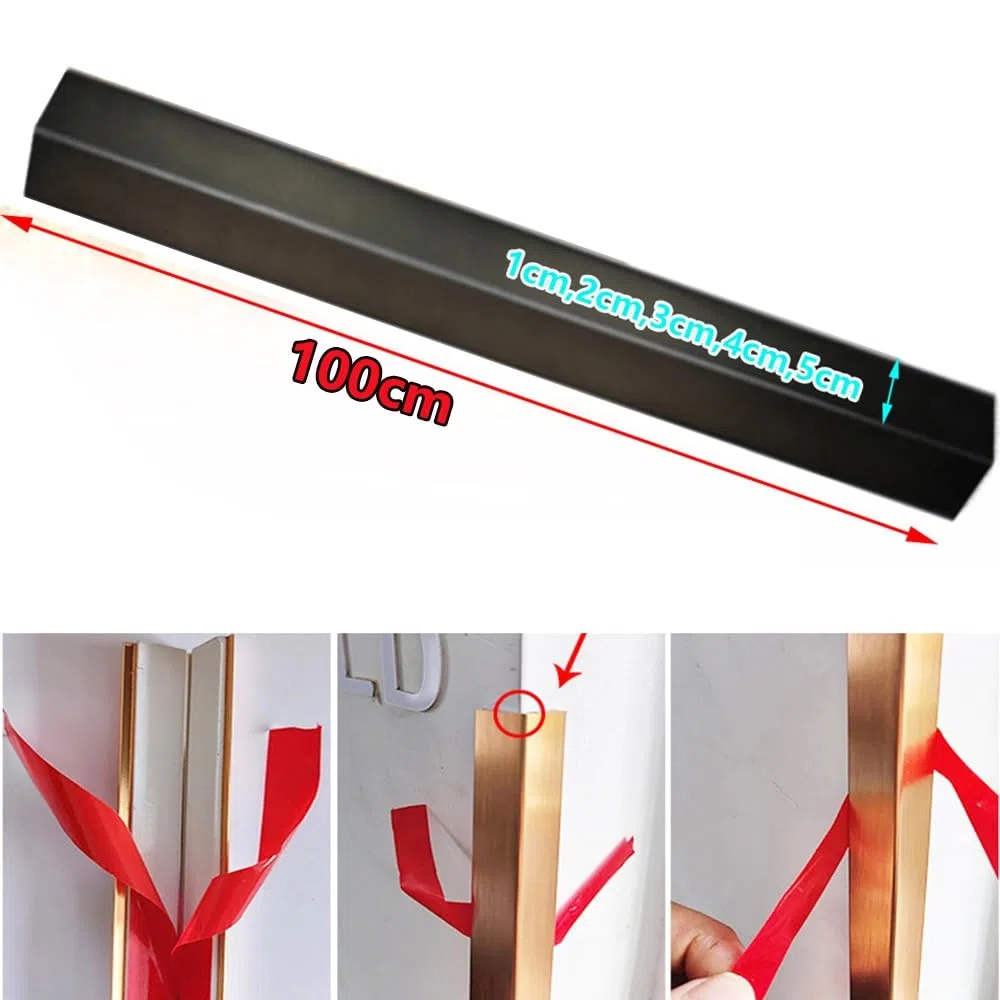 Bande de protection d'angle murale en aluminium L - Bordure autocollante en métal pour meubles, porte, fenêtre, plinthe, champagne mat - W 3 cm