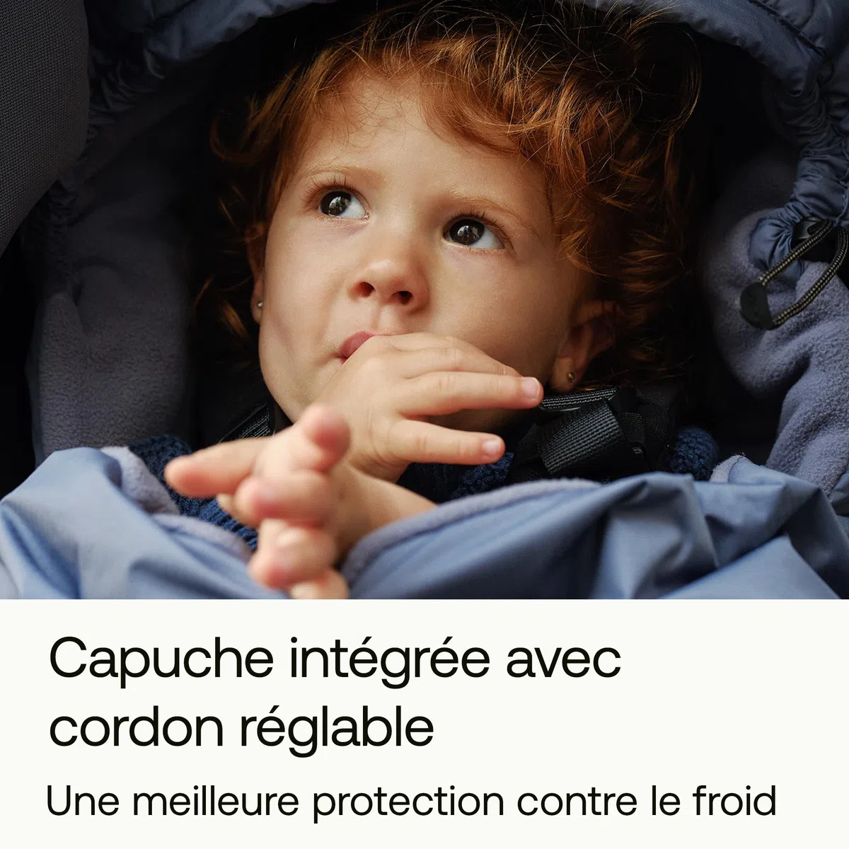 Bugaboo chancelière d’hiver performante, accessoire indispensable pour poussette avec capuche, protège-chaussures et fermeture éclair double sens, douillet et chaude pour les orteils en Nuit Noire