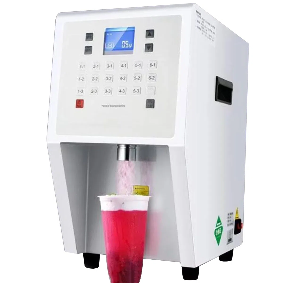 Qiang Distributeur Automatique De Poudre Commercial 3,5l en Acier Inoxydable,17 Boutons Mémoire Intelligents,Doseur Précis pour Poudre De Fruits,Fructose,Sucre,Cacao Et Crème