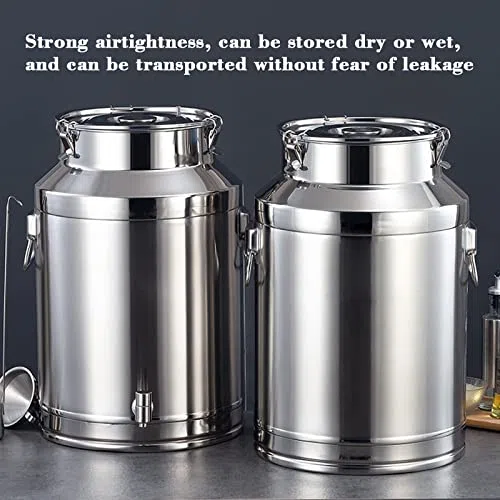 Bidon De Stockage De Lait En Acier Inoxydable 15L/20L/28L/35L - Seau Hermétique Pour Le Transport Du Lait, Du Vin Ou De L'Eau, Avec Couvercle À Joint En Silicone, Idéal Pour Le Brassage Amateur. Avec