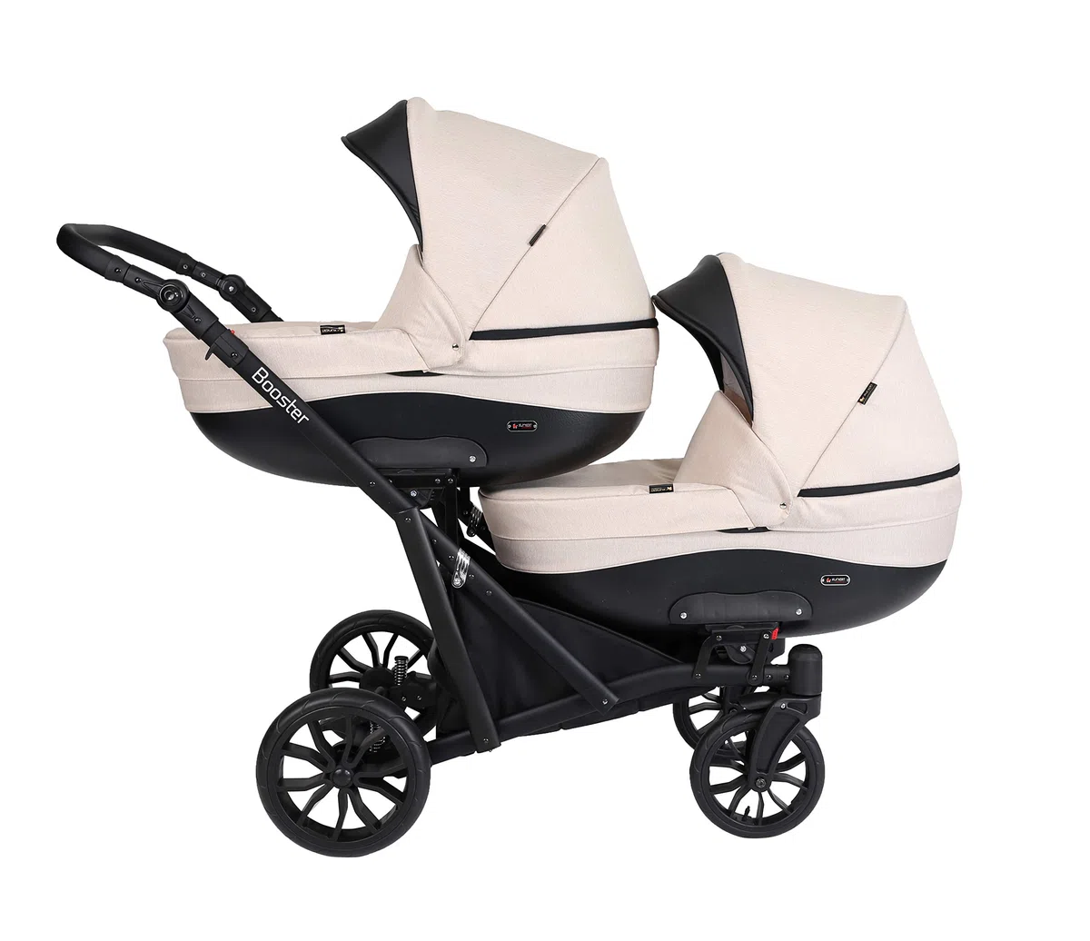 Une poussette jumelle 3 en 1 et 2 en 1 nacelle landau siège auto KUNERT Booster 3in1 et 2in1 poussettes (creme, 3in1 Cosmo)