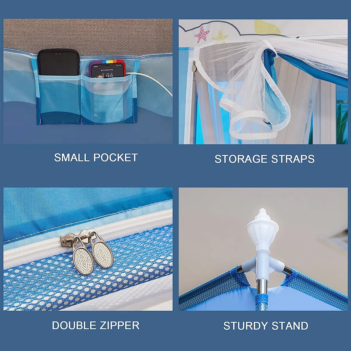 Moustiquaire pour lit - Grande tente anti-moustique autoportante avec 3 portes pour voyage en plein air et installation facile, idéale pour les bébés, les enfants et les adultes