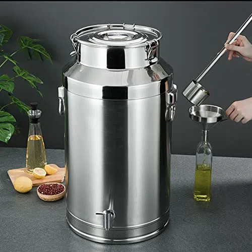 Bidon De Stockage De Lait En Acier Inoxydable 15L/20L/28L/35L - Seau Hermétique Pour Le Transport Du Lait, Du Vin Ou De L'Eau, Avec Couvercle À Joint En Silicone, Idéal Pour Le Brassage Amateur. Avec