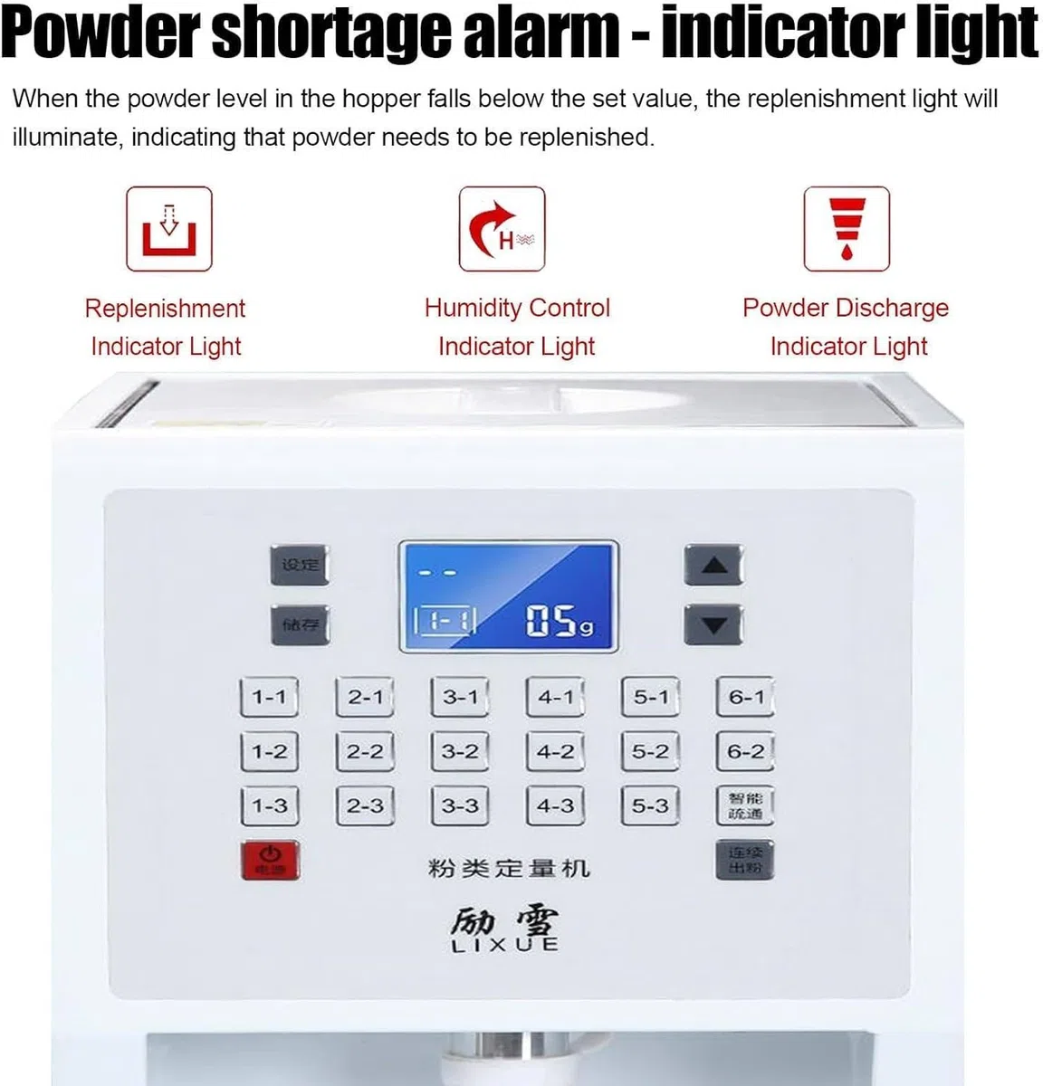 Qiang Distributeur Automatique De Poudre Commercial 3,5l en Acier Inoxydable,17 Boutons Mémoire Intelligents,Doseur Précis pour Poudre De Fruits,Fructose,Sucre,Cacao Et Crème