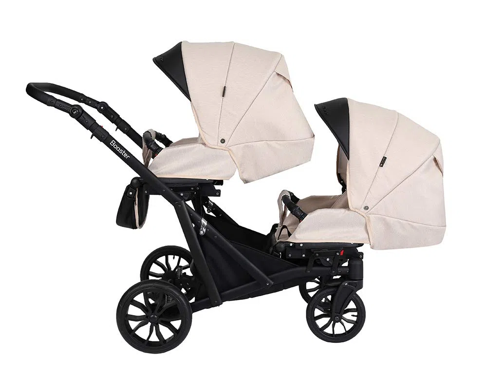Une poussette jumelle 3 en 1 et 2 en 1 nacelle landau siège auto KUNERT Booster 3in1 et 2in1 poussettes (creme, 3in1 Cosmo)