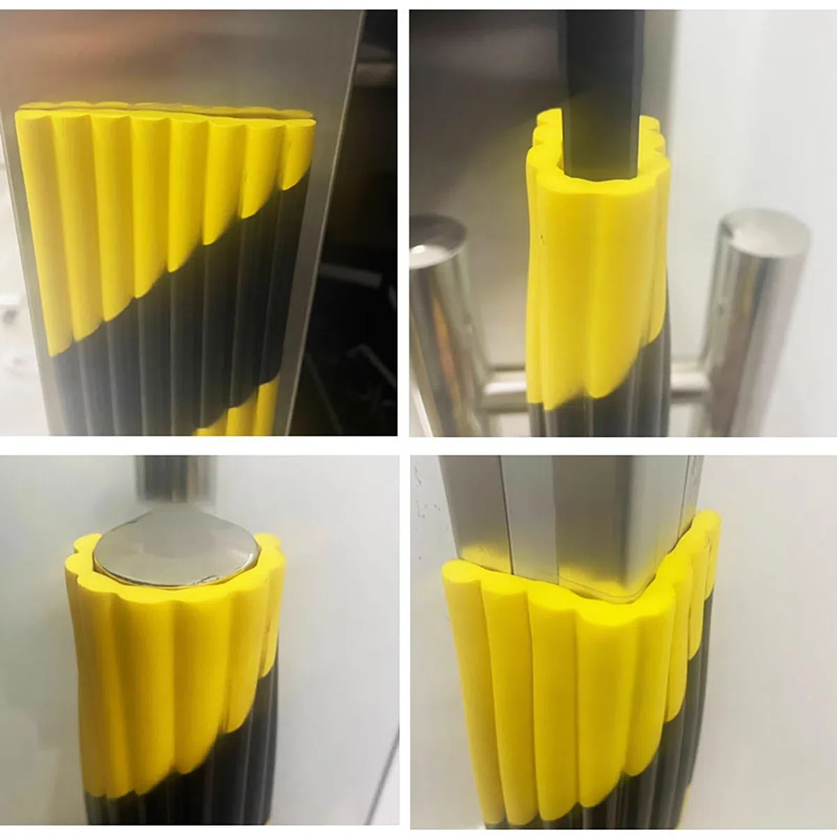Lot de 10 protections d'angle de sécurité autocollantes en caoutchouc NBR pour colonnes de garage et murs d'entrepôt (20 cm), rayures jaune/noires